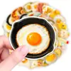50 hojas de lindas pegatinas de comida con temática de huevo para scrapbooking, adecuadas para estudiantes transfronterizos, papelería y fines decorativos; impermeable y no adhesivo, disponible para venta al por mayor