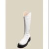 Botas Largas Pequeñas de Nuevo Estilo 2025 Zapatos de Mujer Estilo Británico Invierno Forradas de Vellón Media Pantorrilla Altas Tipo Caballero para Mujer