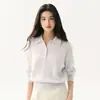 Suéter casual de malha torcida, gola polo, cor sólida, cashmere, feminino, macio e confortável, para outono e inverno, com caimento solto e relaxado.
