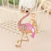 Versão Coreana Criativa Chaveiro de Metal Flamingo Cravejado de Diamante Moda Transfronteiriça Chaveiro de Mochila Escolar Chaveiro de Pingente de Carro
