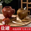 Tarro de Cerámica con Cuchara Tarro de Sal para el Hogar con Tapa Tarro de Condimentos Antiguo Tarro de Sal a Prueba de Humedad Tarro de Condimentos 1 Jin 1.0kg No