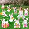 Placa de Jardim de Páscoa Transfronteiriça com Ovos e Coelhos, Placa para Pátio Externo, Placa de Polionda à Prova d'Água e Resistente ao Sol, Personalizável