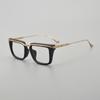Armazón de Gafas de Placa Vintage para Hombre Negocio Cara Grande Miopía Cuadrado Negro Titanio Puro No Pellizca la Cara Sentido Avanzado