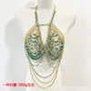 Cadena para el cuerpo de lujo ligero de venta caliente transfronteriza, Conjunto de sujetador para chica atrevida, Conjunto de lencería Top tubular de tubo con cuentas hechas a mano sin espalda y con cuello halter