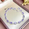 Pulseira de Tanzanita Natural da Moda, Granada, Topázio Azul, Incrustação de Prata 925, Elegante e Versátil, Direto do Fabricante