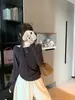Top único y elegante de manga larga para mujer con un diseño de nicho, top holgado estilo coreano de hombros descubiertos para otoño