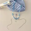 Collar Asimétrico Azul de Piedra Natural y Cristal para Niña Fresco de Verano con Estrella de Mar Azul Larga Accesorios Apilables de Tirar