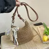 Bolso tejido, nueva colección de verano para mujer, bolso de hombro de moda estilo bosque, bolso de playa para vacaciones junto al mar, bolso cruzado para las vacaciones de verano