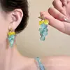 Brincos florais frescos estilo floresta para mulheres, estilo férias na praia primavera/verão, moda dopamina, brincos de tarraxa elegantes e bonitos