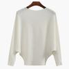 Estilo coreano malha top pequeno morcego manga solta outono slim-fit pullover cor sólida simples elegante suéter com colarinho