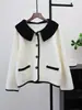 Cardigan de Lã Dupla Face Tricotado com Gola Removível 2025 Outono e Inverno Novo Estilo Coreano Solto Casual Versátil Jaqueta Suéter para Mulheres
