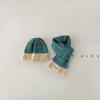 Traje de dos piezas con parche de rayas para niños y niñas, estilo occidental de Corea del Sur, otoño e invierno