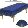 Liquidación de Inventario - Fondo Azul Puntos Plateados Rectangular Desechable Pe Mantel Impermeable y a Prueba de Aceite Adecuado para Fiestas Fiestas