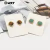 WT-JFE120 Exquisitos Pendientes Cuadrados de Colores Piedra Pequeño Tesoro Borde de Circonita Pendientes Superiores Accesorios Pendientes