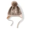Gorro de Cachemira 100% Cachemira Pura para Niños Nuevo de Moda Oso Jacquard Bola de Pelo Cálido Tejido Gorro con Protección para las Orejas
