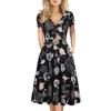 Vestido Midi Feminino Novo Primavera e Outono 2024 Saia Estampada Amazon Aliexpress Vestido de Praia Atacado