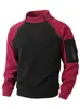 Moletom Masculino Novo de Venda Quente Transfronteiriço para Outono e Inverno, Gola com Zíper Duplo Moderna e Fashion, Blusa Masculina Color-Blocking, Roupa Casual