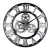 Reloj de Pared con Engranajes Steampunk Estilo Industrial Retro Números Romanos Reloj de Pared Hueco Decoración para Sala de Estar Bar Silencioso