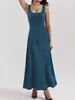 Vestido de verão sem mangas com gola U para comércio exterior transfronteiriço europeu e americano do eBay, elegante e estiloso, vestido longo assimétrico de retalhos slim fit