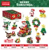 Blocos de Montar Papai Noel Transfronteiriço, Boneco de Neve, Árvore de Natal, Caixa de Música, Rena, Brinquedos de Montagem de Micropartículas, Enfeites de Brinquedo Masculino, Caixa Surpresa