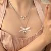 Collar Colgante Corazón de Encaje Dulce, Cadena de Clavícula Multicapa Dulce y Fresca para Niña, Gargantilla de Estrella de Cinco Puntas de Diseño Francés