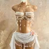 AYJ Ropa de mujer transfronteriza europea y americana chaleco sujetador moderno con cuentas top halter chaleco pequeño cadena corporal pecho