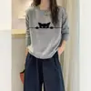 Suéter tejido jacquard de gatito para mujer, nuevo estilo otoño e invierno, versátil, nuevo estilo, casual, disimula la figura, rejuvenecedor, top elegante A14621