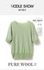 Suéter Top Feminino de Verão Cor de Doce Simples de Manga Meia Manga Lã Penteada Fina Gola Redonda Camiseta de Manga Curta
