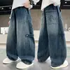 Ropa para Niños Ropa de Otoño para Niños Pantalones 2026 Nuevo Estilo Primavera y Otoño Niños Medianos y Grandes Jeans de Pierna Ancha Pantalones Largos para Niños de Otoño