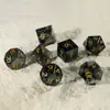 Set de Dados Personalizado para el Juego de Mesa Dungeons and Dragons, Juego de 7 Dados Multilaterales Dnd Rpg de Cristal Gris-Negro Transparente