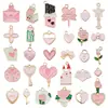 30 novos pingentes de coração de menina rosa com gota de óleo para o Dia dos Namorados, amor, rosa, acessórios para pulseira e colar DIY