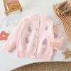 Camisola para meninas Cardigan Reverse Collar Flower Knitted Coat Outono e Inverno Novo Bebê Menina Coreano Sweet Top Mesh