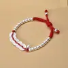 Pulseira de Prata Moeda Cinco Imperadores Contas de Prata Esterlina 9999 Pulseira de Corda Vermelha Antiga Pulseira de Mão de Prata Fosca Antiga Joias de Prata Atacado
