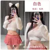 Qqny Lencería Sexy Uniforme de Suéter JK Cuadros Escolares Lindos Conjunto de Tentación Pasión Transparente Mini Falda