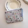 Bolsa Cosmética Linda Azul Caricatura Mini Billetera Algodón Puro Bolsa Pequeña de Tela Auriculares Lápiz Labial Bolsa de Almacenamiento Portátil