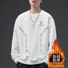 [entrega rápida] chalecos otoño e invierno nuevo forrado de polar suelto cuello redondo manga larga top tendencia moda hombre fondo
