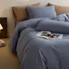 Conjunto de quatro peças 100% algodão escovado de alta contagem de fios, capa de edredom simples de algodão puro estilo nórdico, lençol de cima, lençol com elástico, conjunto de cama