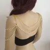 Corrente de Ombro ZIZ de Pérolas, Corrente de Ombro de Pérolas para Casamento, Joia de Corrente Corporal, Cores Dourada e Prata