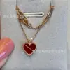 Collar de Corazón Bañado en Oro Rosa de 18 Quilates Vanjia, Nicho de Alta Gama, Versátil, Lujo Accesible, Agata Roja Corazón Rojo Pequeño Cadena para Clavícula