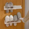 Estante de Zapatillas Montado en la Pared Artefacto Estante de Almacenamiento de Zapatos Estante sin Taladro para Zapatos Detrás de la Puerta del Baño
