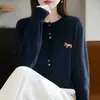 Cárdigan de punto ajustado con cuello redondo y botones para mujer 2026 Otoño/Invierno Nuevo Suéter Abrigo de Manga Larga Holgado