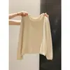 Suéter Tricotado Macio Tendência com Gola Redonda e Bordas Enroladas para Mulheres, Top Base Interna Chic Preguiçoso Outono e Inverno, Manga Longa Estilo Coreano