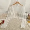 Cardigan con Protector Solar Menta Mambo para Mujer, Chal Pequeño Delgado, Falda de Tirantes de Verano, Blusa Exterior, Top de Tul