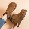 Botas Martin Plataforma Femininas 2026 Inverno Novo Salto Alto Birkenstock Sola Grossa Botas de Neve Femininas Acolchoadas com Veludo Quente