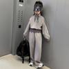 Conjunto de Moletom Esportivo Casual Coreano para Meninas Primavera e Outono 2025 Nova Moda Estilo Ocidental Roupas de Primavera para Crianças