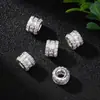 Accesorios de color oro de 18 quilates incrustados con cuentas de circonita de colores, microincrustaciones de circonita, cuentas tipo barril con agujero grande, accesorios para pulseras DIY hechos a mano