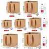 Papel de Embalaje Marrón Engrosado Bolsa para Llevar Cuadrada Bolsa de Papel Grande Bolsa de Regalo Navideño Flor Bolsa de Regalo de Mano Se Puede Imprimir con Logo
