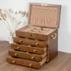Caja de Joyería de Madera Maciza Caja de Almacenamiento Caja de Joyería de Madera Retro con Cerradura Multicapa Gran Capacidad Caja de Tocador Hogar Terciopelo