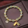 Pulseira de Amendoim e Jade de Campo Good Things com Contas Nova Dupla Camada Leve Luxo Versátil Doce Fresca Joia de Pulseira para Mulheres