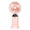 Mini Ventilador de Cuello Pantalla Digital 5 Velocidades Recargable por USB Silencioso Portátil Usable Ventilador de Refrigeración con Soporte Para Viajes Deportes Aire Libre Hombres Mujeres
